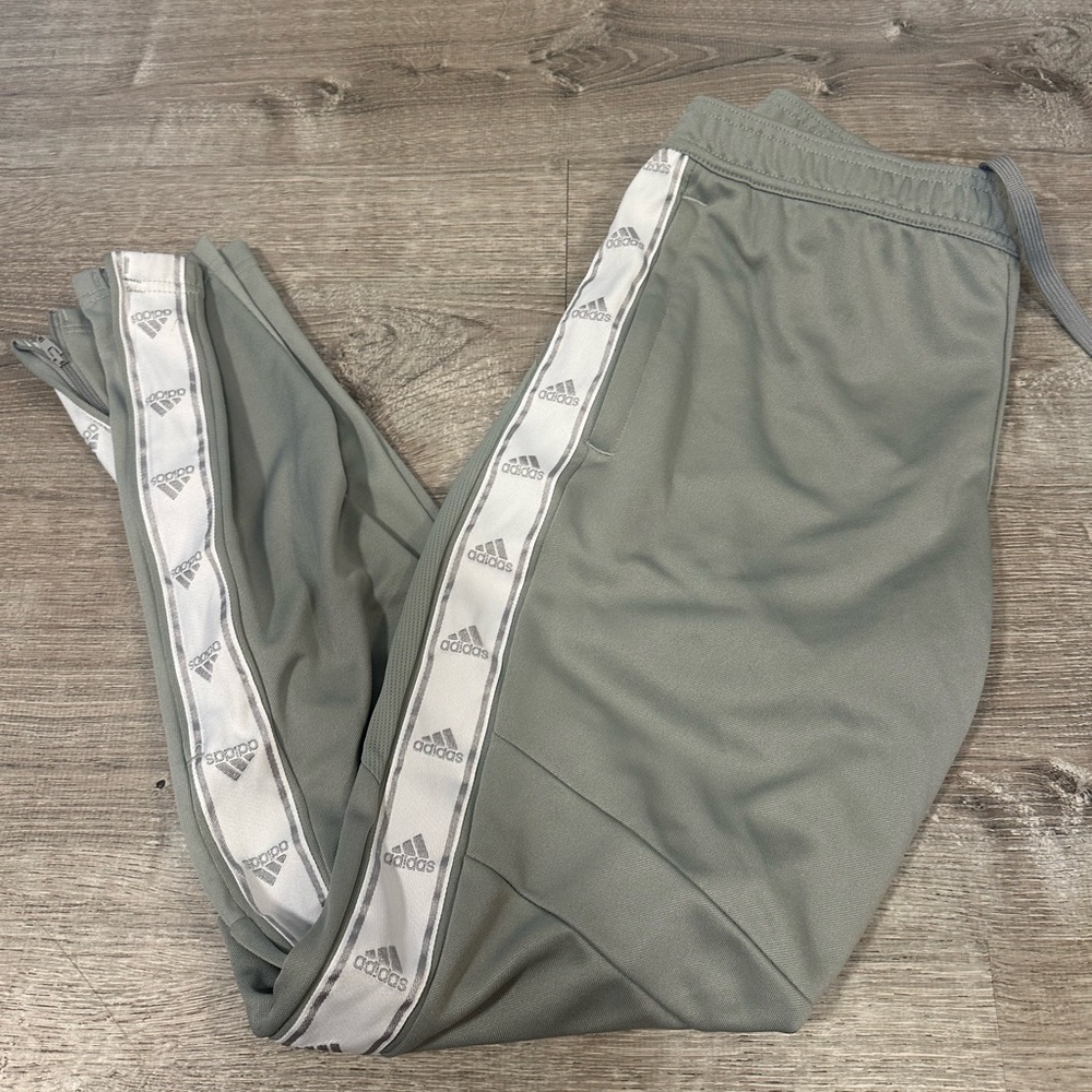 Adidas Kids Gray Joggers with White Stripes